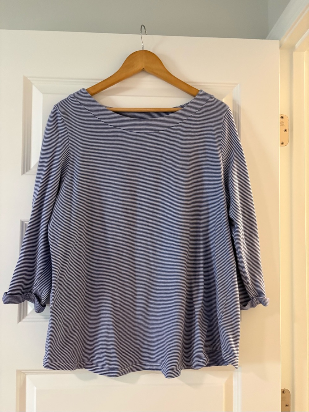 100% Cotton Striped Blue Boatneck Fisherman Nautical Women’s Top Costal Core XL